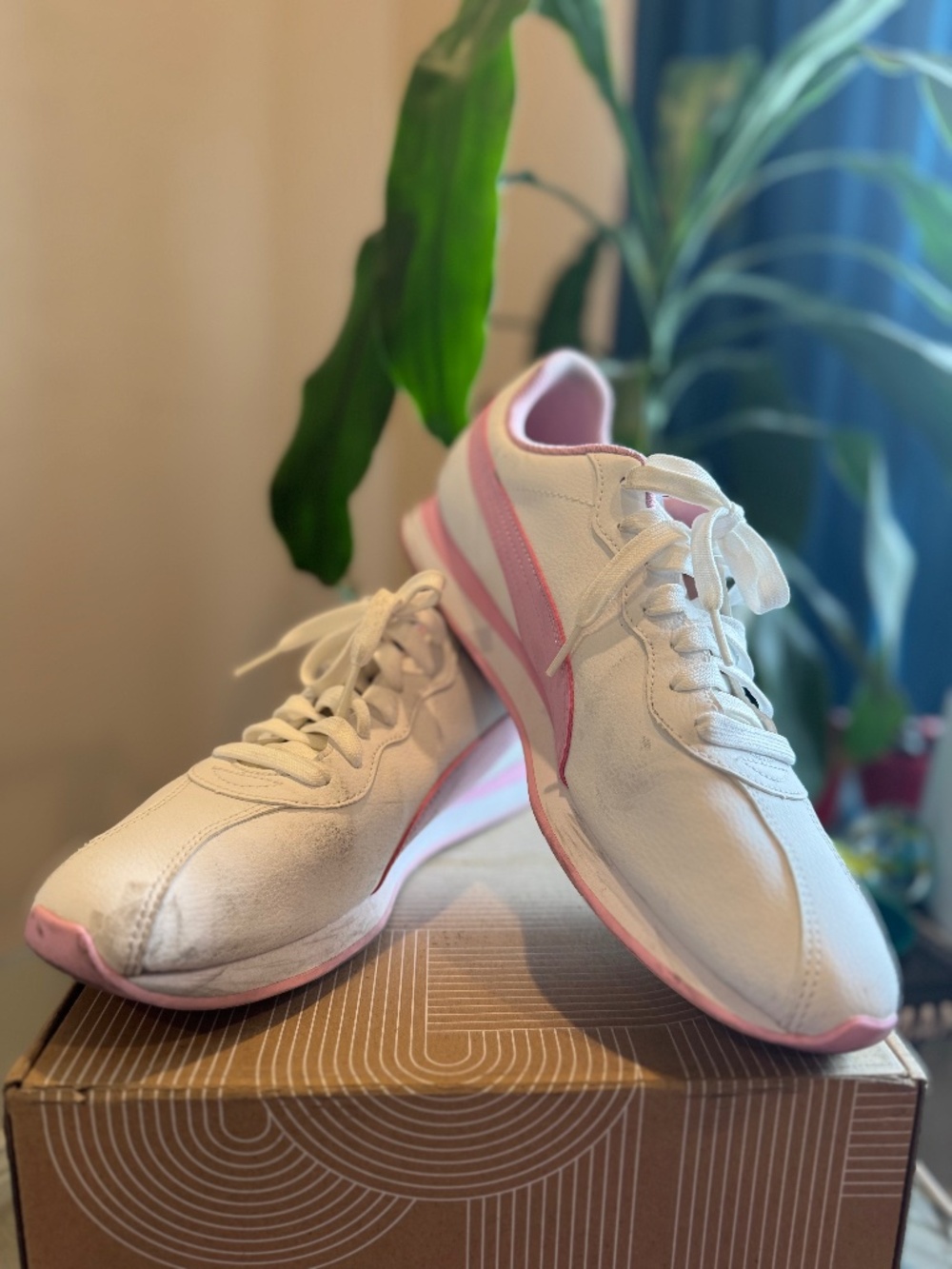 PUMA White & Pink Sneakers | Women’s Casual Trainers | Classic Lace-Up